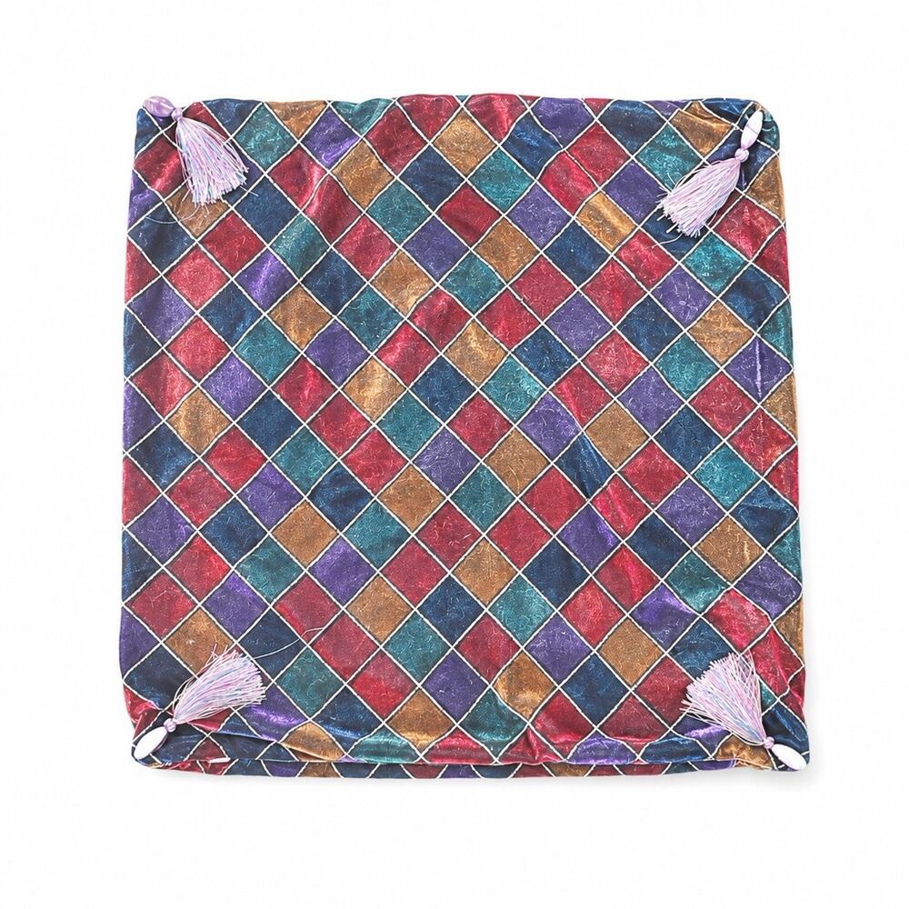 2 Pier 1 Imports Velvet Pillow Sham Cover Diamond Jewel Tone Retired 18 X 18 - Picture 2 of 10